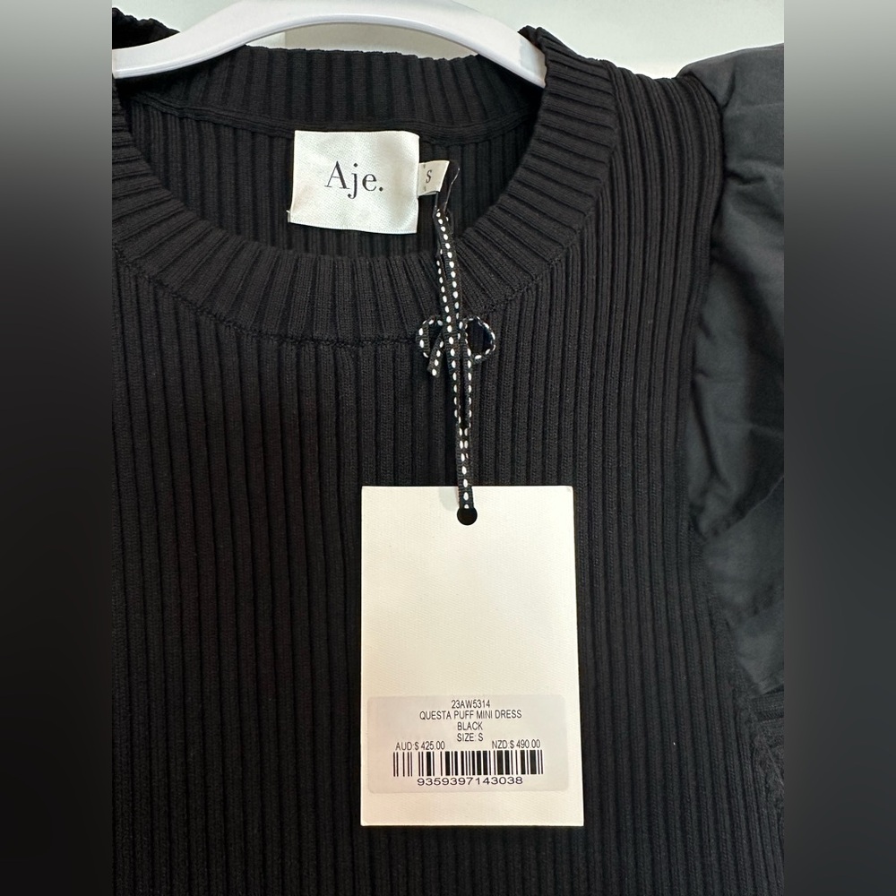 Aje. Questa Puff Mini Dress black (size small) NWT - Picture 7 of 8